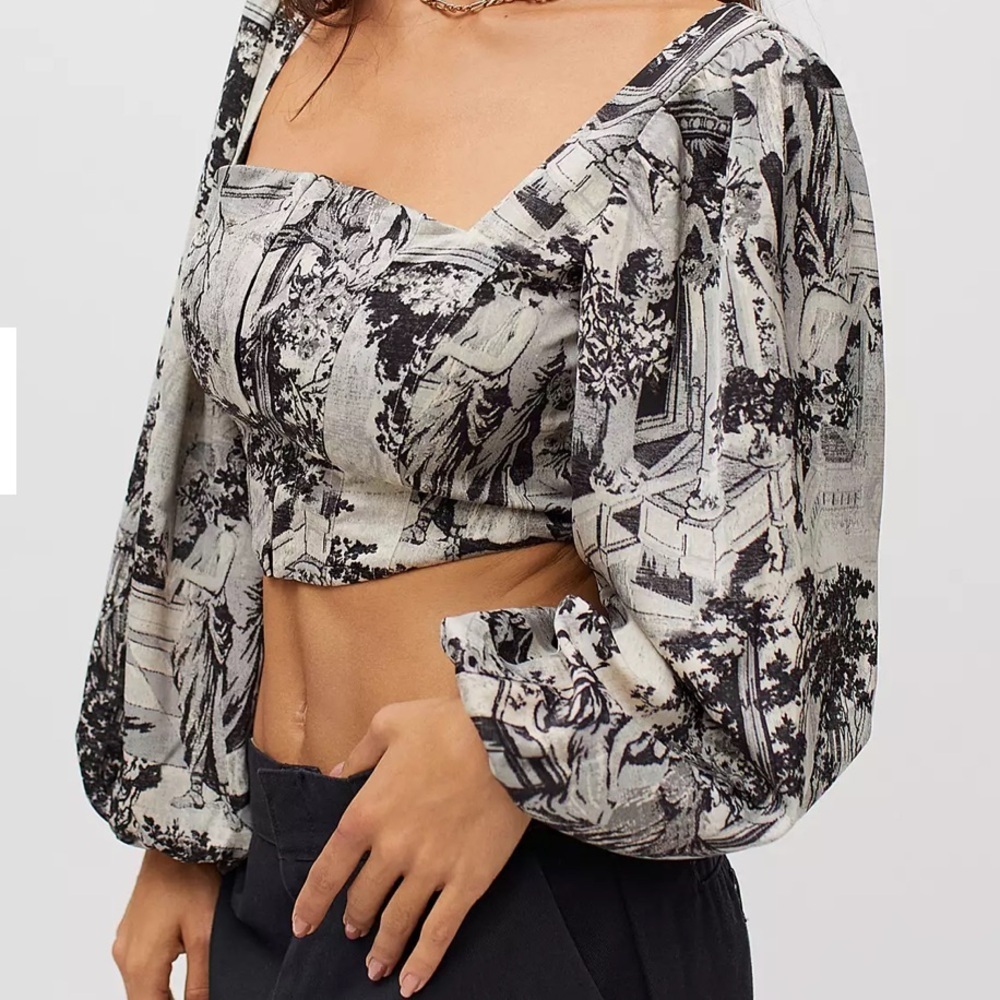 Urban Outfitters Maddie Black and White Print Bustier crop top medium